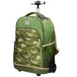 Sac � dos trolley gar�on imprim� camouflage dinosaure 45 cm vert