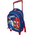Sac � dos trolley maternelle gar�on 30 cm schtroumpfs village smurfs bleu / rouge