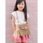 Sac fille � fleurs fa�on corde tress�e bois
