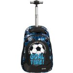 Sac � roulettes cmp motif football goal time 2 compartiments bleu / noir / blanc