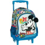 Sac � roulettes enfants gar�on motif typographique et oreilles 3d mickey mouse multicolore