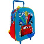Sac � roulettes maternelle gar�on cars champion 30 cm - trolley scolaire bleu / rouge / blanc
