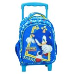 Sac � roulettes maternelle gar�on sonic lh�risson 30 cm bleu / jaune / blanc