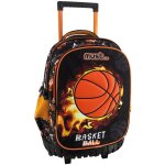 Sac � roulettes scolaire gar�on basketball fire 45 cm - trolley 3 compartiments noir / orange