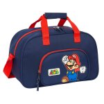 Sac de sport enfant gar�on super mario en textile noir / bleu / blanc