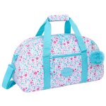 Sac de sport en tissu � imprim� floral bleu / rose / clair / gris