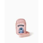 Sac t�l�phone avec imprim� stitch et bandouli�re r�glable rose