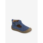 Salomés cuir souple bébé 4 pattes bleu jean Salomés cuir souple bébé 4 pattes bleu jean