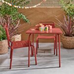 Salon de jardin enfant table et chaises m�tal anna - 2 places, 48x48cm terracotta