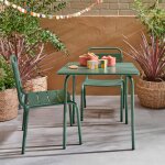 Salon de jardin enfant table et chaises m�tal anna - 2 places, 48x48cm vert de gris