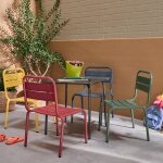 Salon de jardin enfant, table et chaises m�tal - anna - 4 places, 48x48cm multicolore