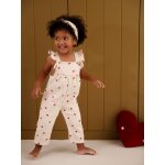 Salopette b�b� fille molleton + bandeau vanille