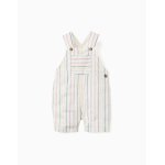 Salopette en coton � rayures ethniques b&s blanc