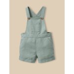 Salopette courte b�b� lin et coton celadon