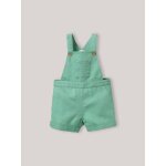 Salopette courte b�b� lin et coton chlorophyle