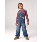 Salopette fille large en denim bleu moyen