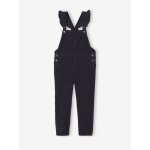 Salopette fille velours bretelles  volants anthracite