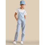 Salopette fille - vichy brod� vichy bleu