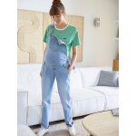 Salopette en jean coupe mom grossesse et allaitement double stone Salopette en jean coupe mom grossesse et allaitement double stone