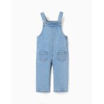Salopette en jean � jambe large et poches bleu clair