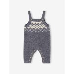 Salopette en maille jacquard bébé garçon bleu ardoise Salopette en maille jacquard bébé garçon bleu ardoise