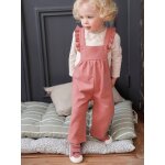 Salopette en molleton bretelles volantes bb coton bio vieux rose