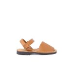 Sandales avarcas cuir nappa et  scratch pour enfant couleur cuir