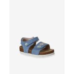 Sandales b�b� textile � scratchs bleu jean