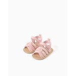 Sandales � bout ouvert et brides crois�es rose clair