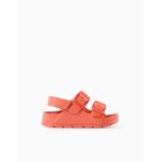 Sandales en caoutchouc avec fermeture � boucle et � scratch orange sombre