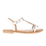 Sandales en cuir  brides blanc argent