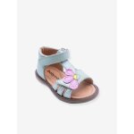 Sandales cuir b�b� 4225b021 babybotte vert d'eau