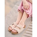Sandales cuir boucles or