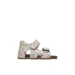 Sandales en cuir avec boucle et scratch bea blanc crme