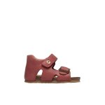 Sandales en cuir avec boucle et scratch bea rouge