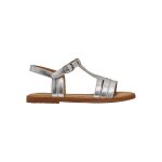 Sandales en cuir � brides argent