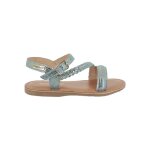 Sandales en cuir � brides bleu hologram