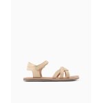 Sandales en cuir avec brides tress�es et maintien du talon beige clair