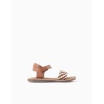 Sandales en cuir avec bride tress�e et rembourrage beige
