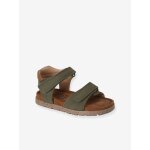 Sandales cuir enfant � scratchs collection maternelle kaki