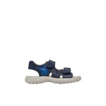 Sandales en cuir avec toile dock bleu navy