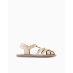 Sandales en cuir ferm�es avec lani�res crois�es or