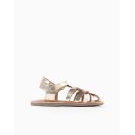 Sandales en cuir ferm�es avec lani�res crois�es or