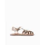 Sandales en cuir ferm�es avec lani�res crois�es or