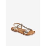 Sandales cuir fille collection maternelle jaune clair metallise