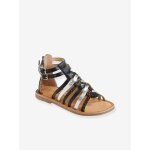 Sandales cuir fille esprit spartiates noir