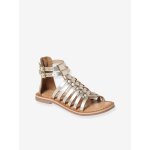 Sandales cuir fille esprit spartiates or