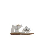 Sandales en cuir avec fleurs appliques prava blanc - argent