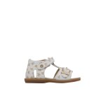 Sandales en cuir avec imprim coeur quarzo blanc - platine