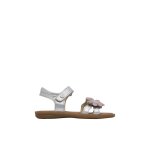 Sandales en cuir lamin avec fleurs appliqus arisle argent - rose